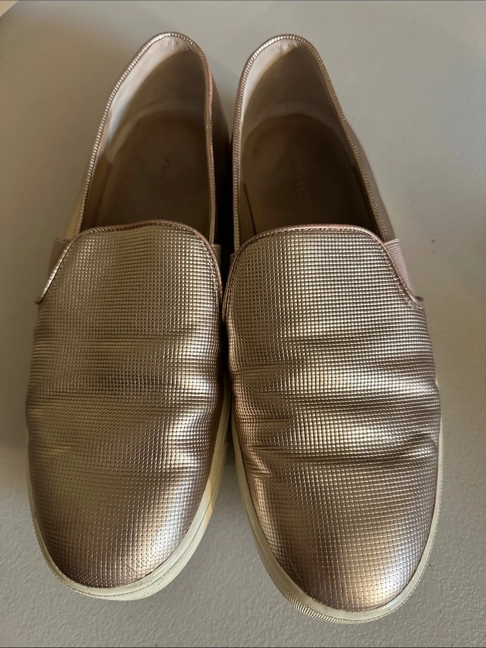 Vince rose‎ gold metallic slip ons size 8.5